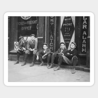 Telegram Messengers, 1910. Vintage Photo Sticker